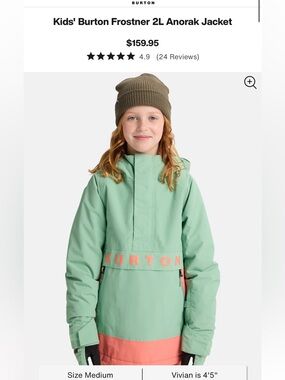 Kids' Burton Frostner 2L Anorak Jacket- yellow and pink